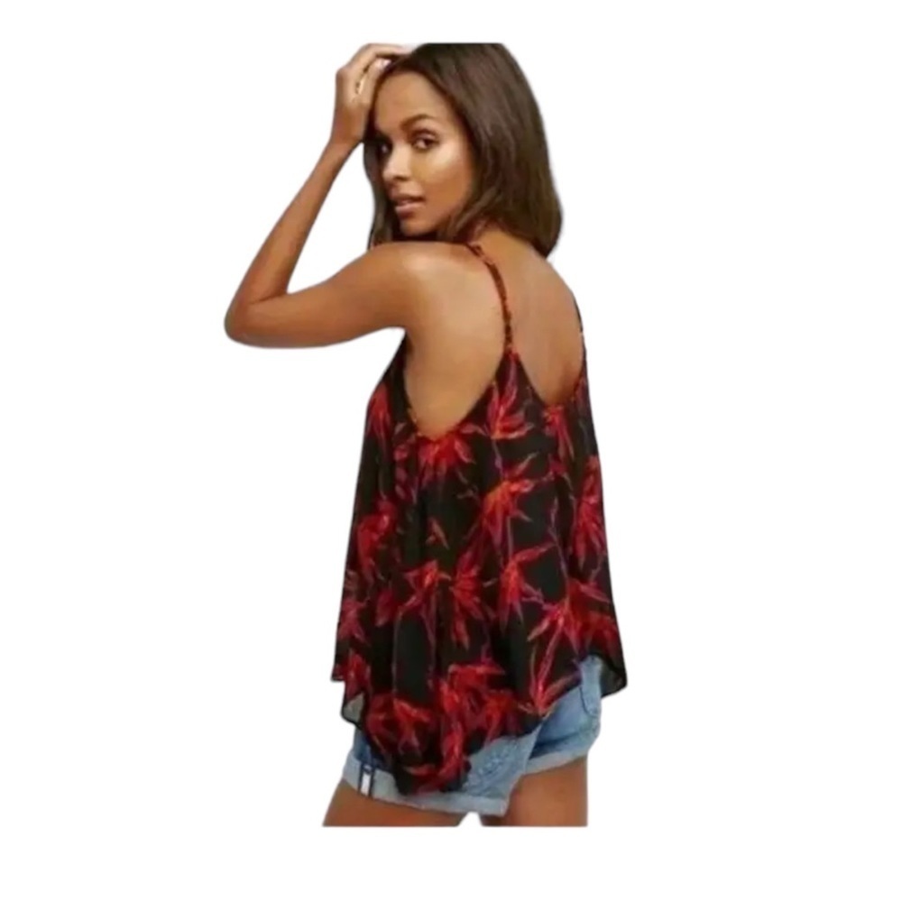 FREE PEOPLE INTIMATELY Floral Simone Tank Top in Black/Red Size XS - Picture 3 of 8